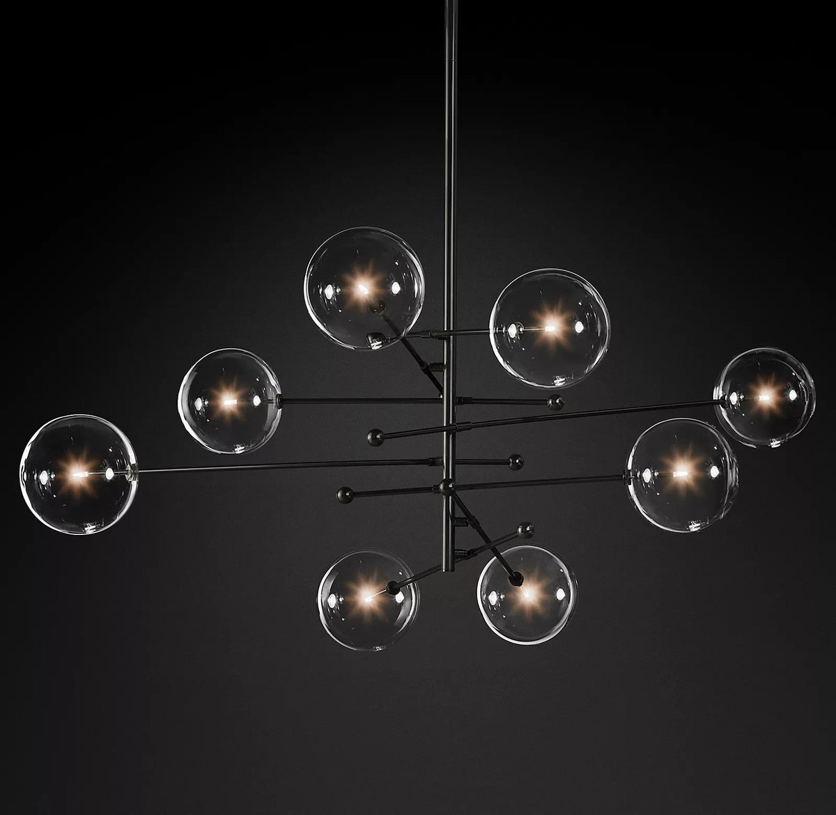 Orbit lámpara de araña contemporánea con bolas de vidrio