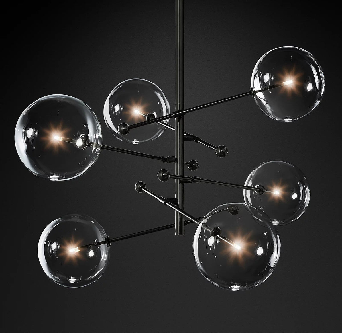 Orbit lámpara de araña contemporánea con bolas de vidrio