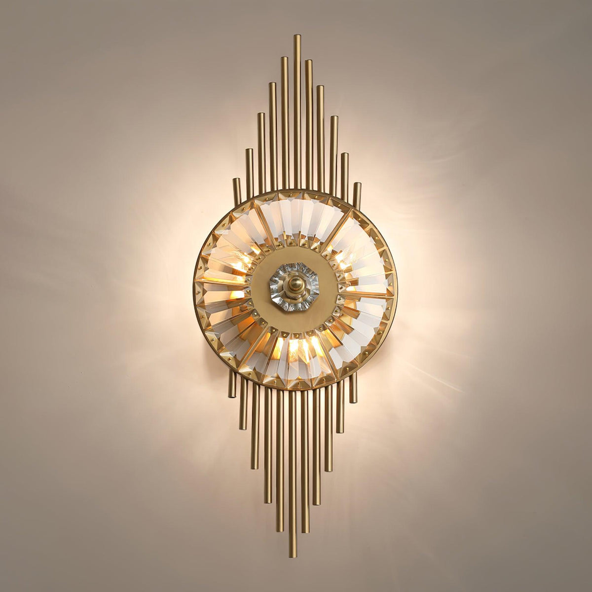Cilirel aplique de pared de lujo con cristal dorado