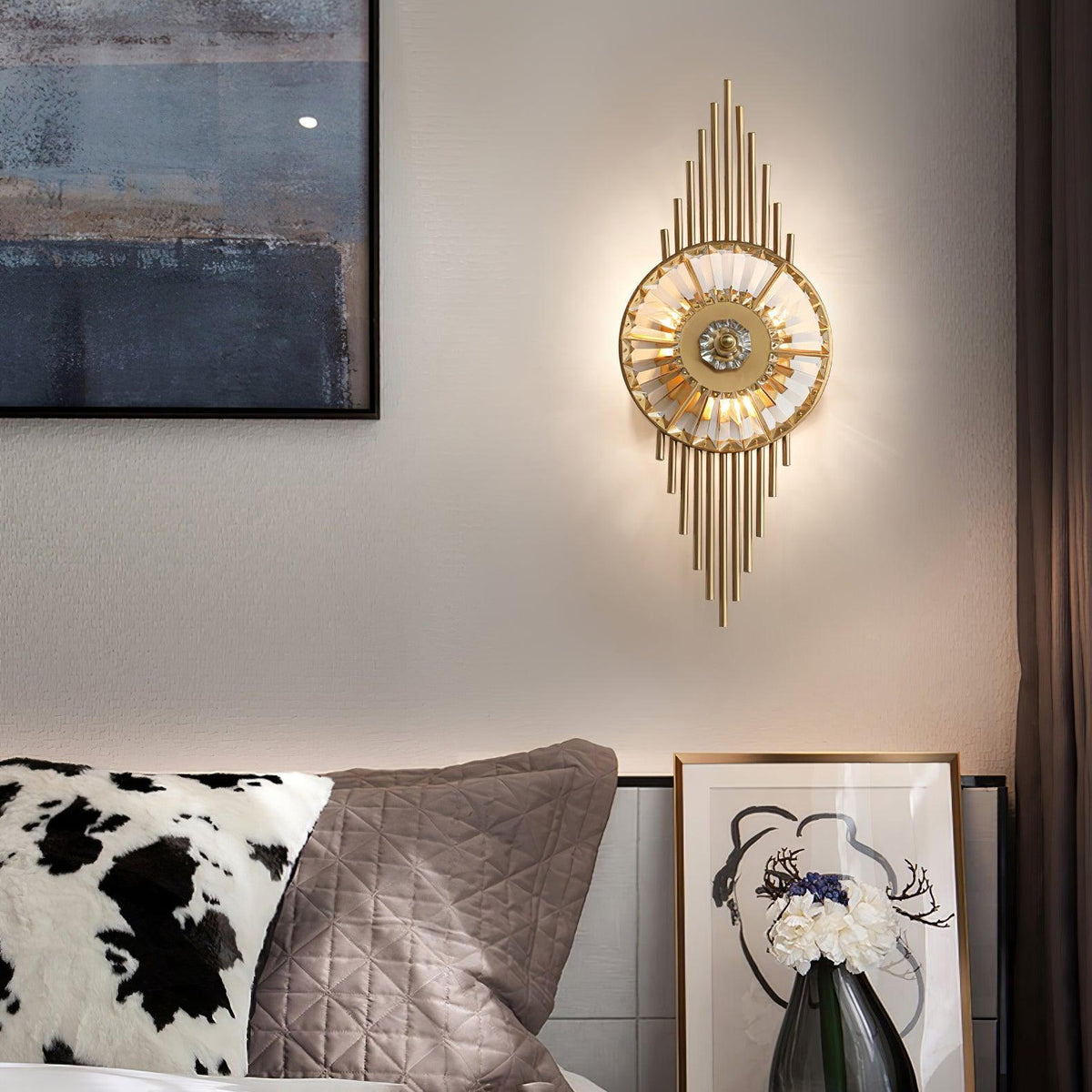 Cilirel aplique de pared de lujo con cristal dorado