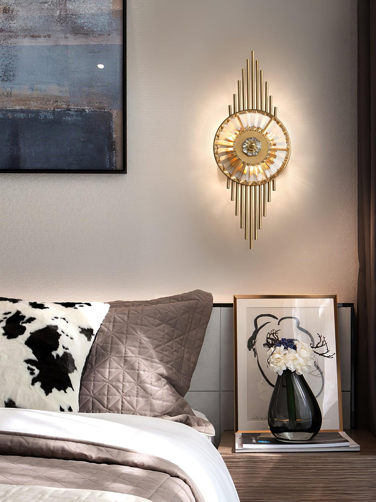 Cilirel aplique de pared de lujo con cristal dorado