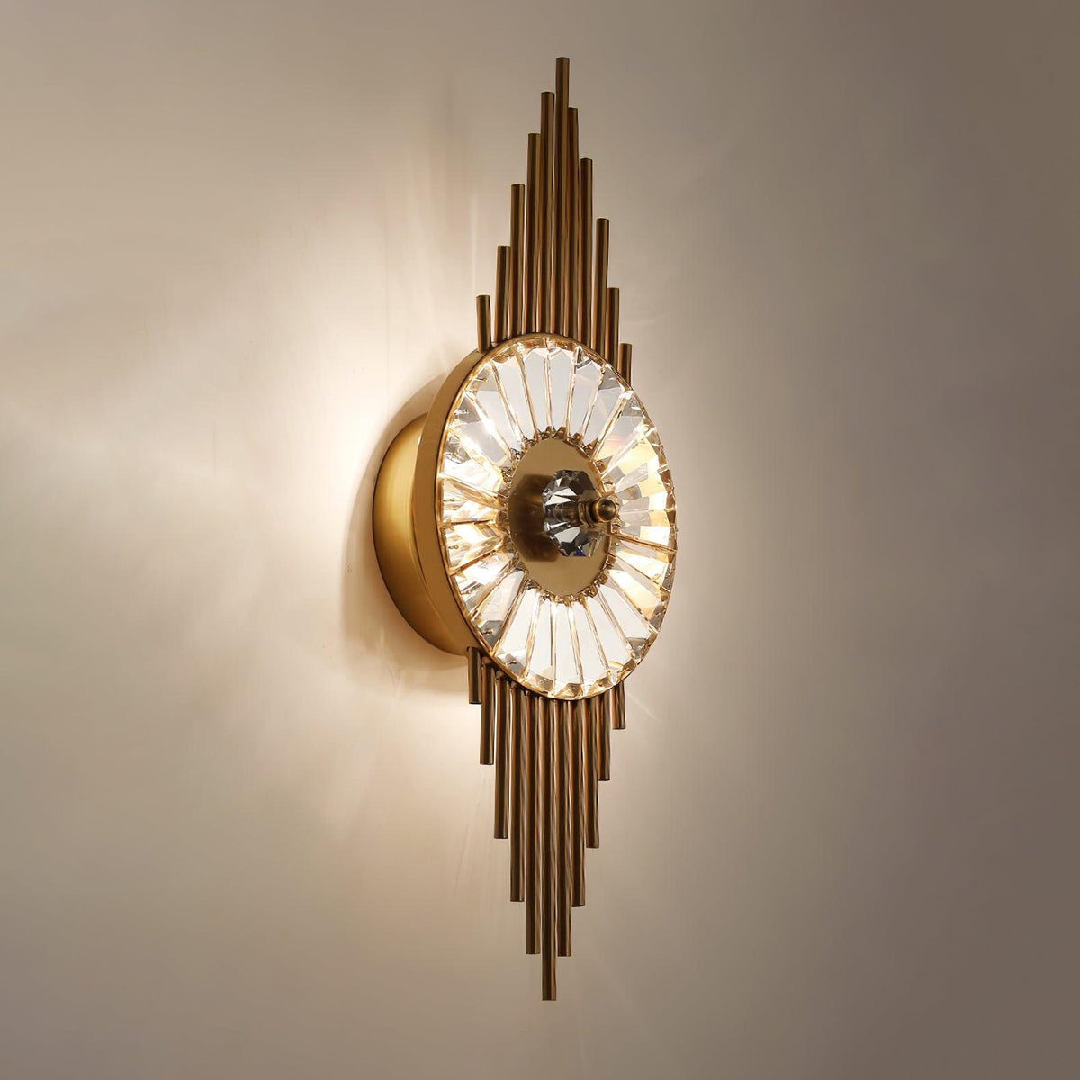 Cilirel aplique de pared de lujo con cristal dorado
