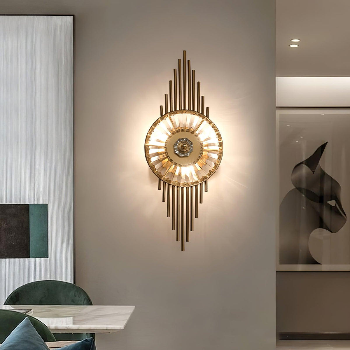 Cilirel aplique de pared de lujo con cristal dorado