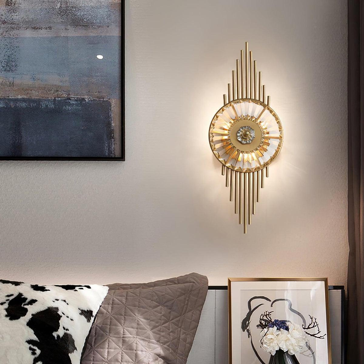 Cilirel aplique de pared de lujo con cristal dorado