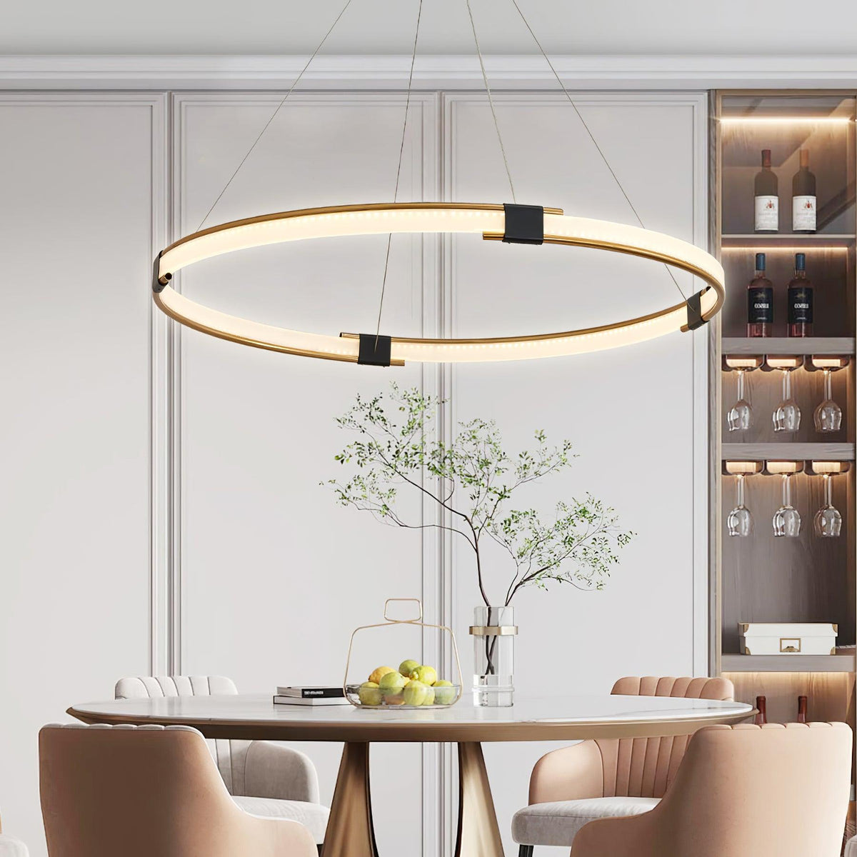Lavi lámpara de araña dorada Ring LED Halo moderna