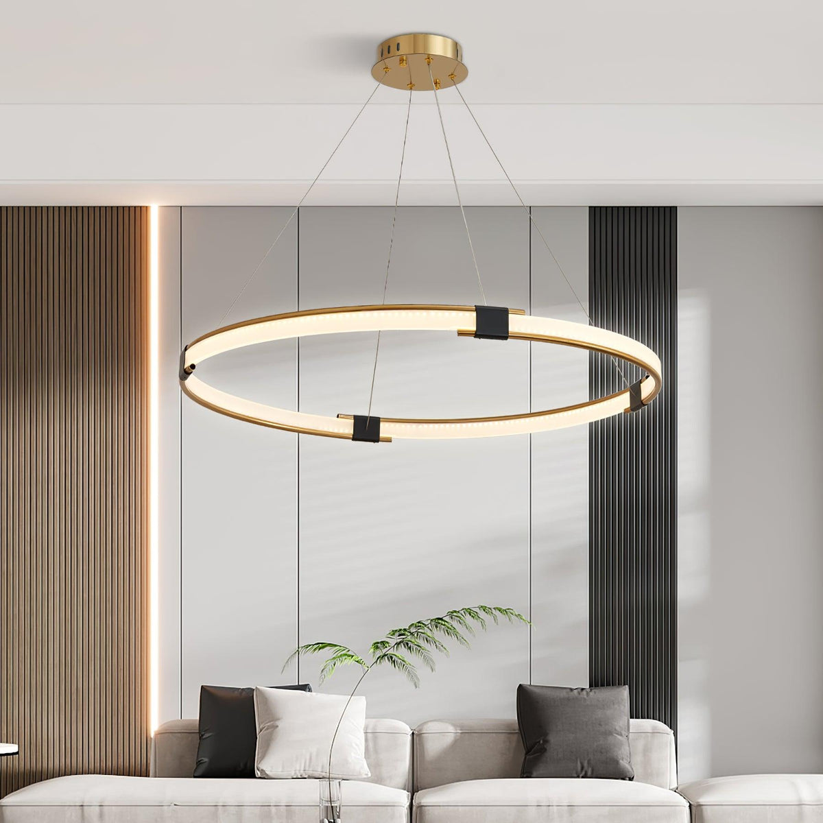 Lavi lámpara de araña dorada Ring LED Halo moderna