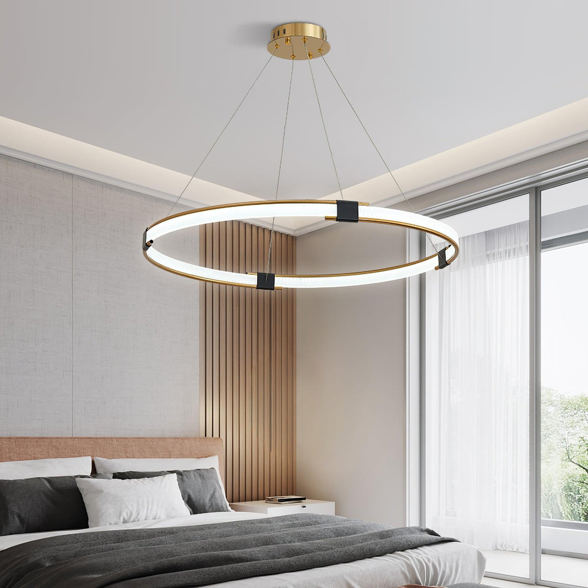 Lavi lámpara de araña dorada Ring LED Halo moderna