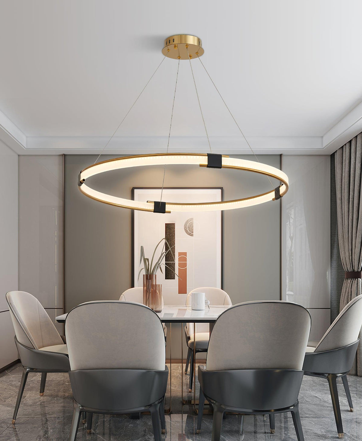Lavi lámpara de araña dorada Ring LED Halo moderna
