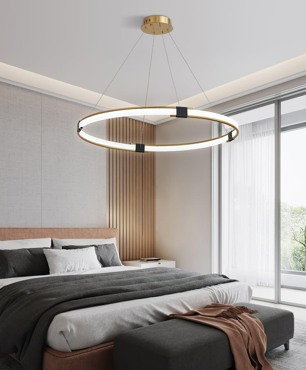 Lavi lámpara de araña dorada Ring LED Halo moderna