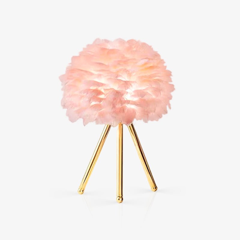 Nilo lámpara de mesa con detalles de pluma en estilo femenino