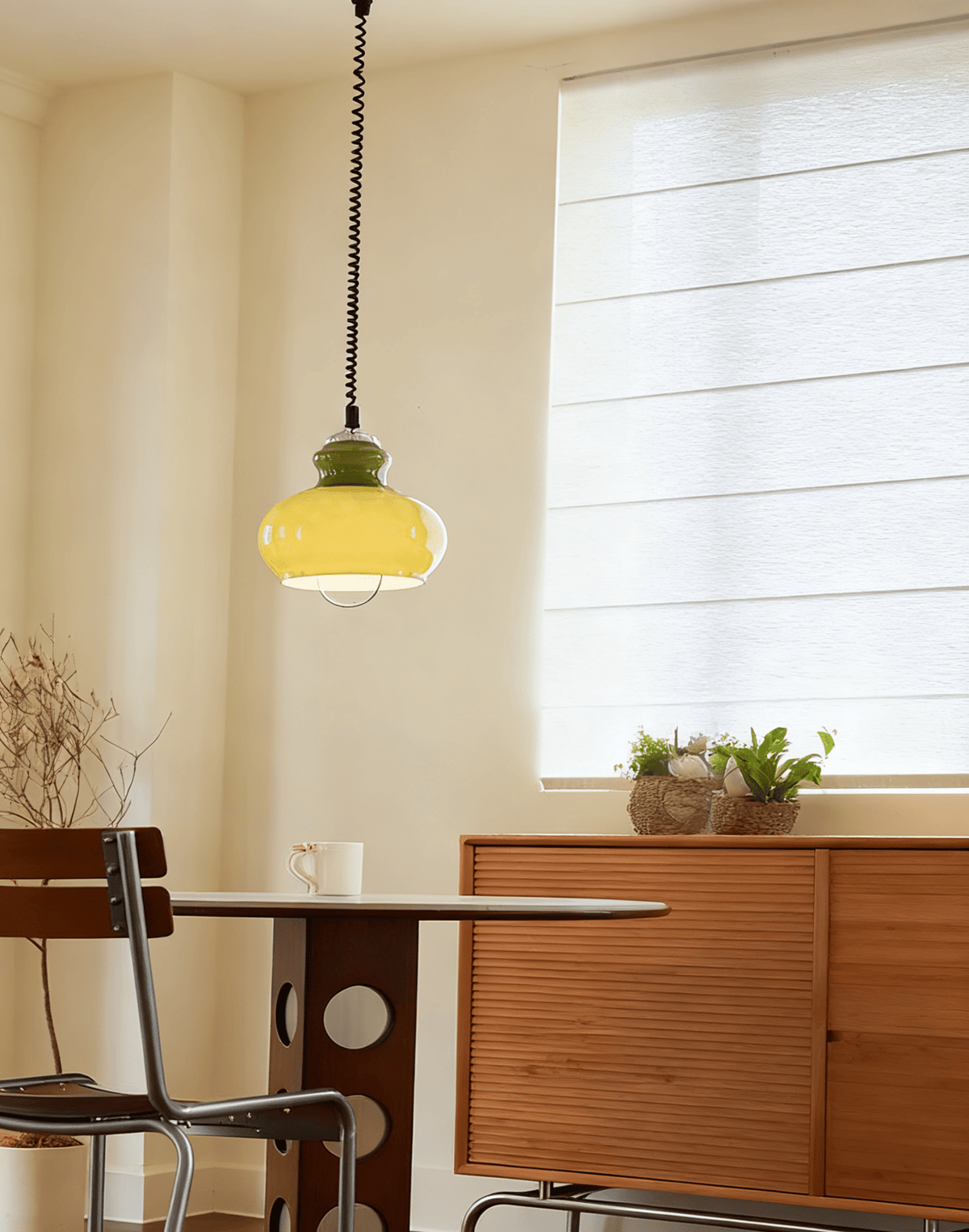 Amber lámpara colgante con pantalla de vidrio en espiral