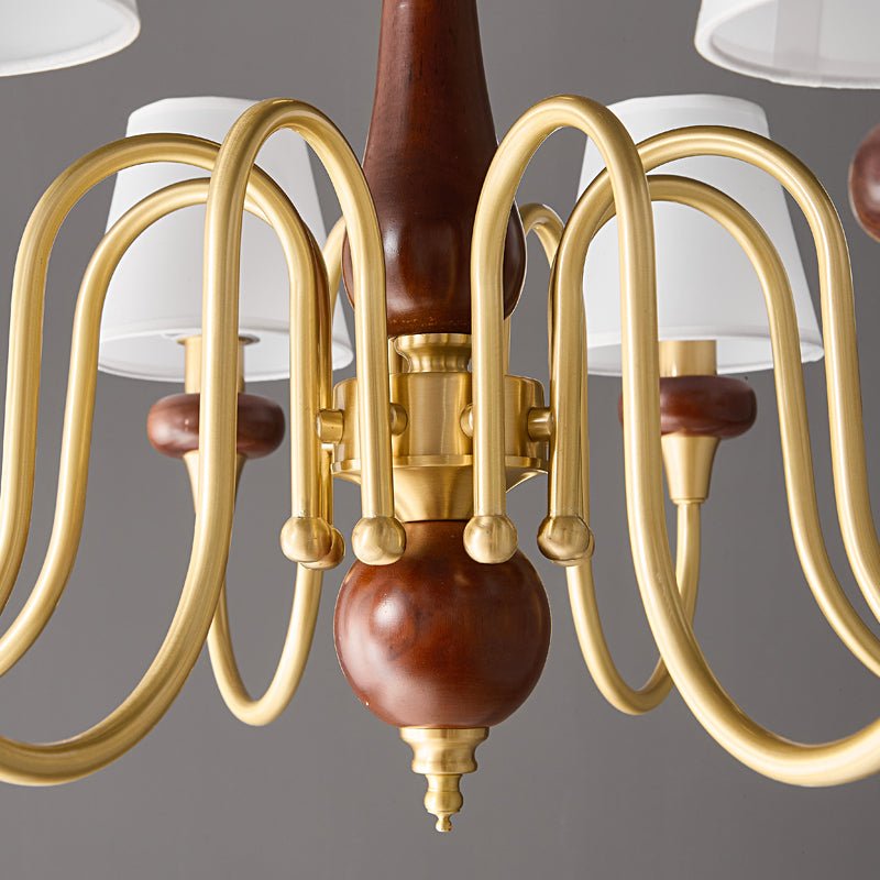 Zovena lámpara de araña clásica con elegancia vintage de tejido y madera