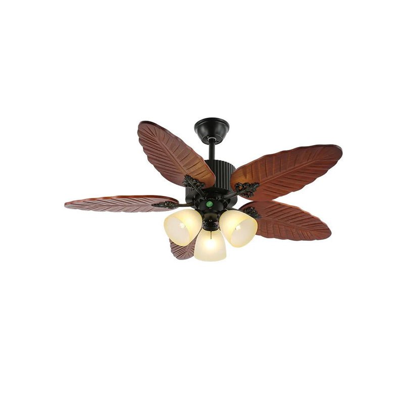 Syleelle ventilador de techo con luz de madera tropical y vidrio
