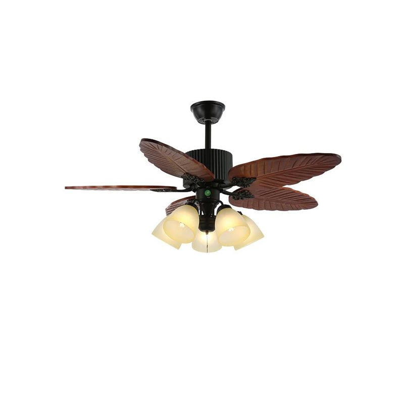 Syleelle ventilador de techo con luz de madera tropical y vidrio