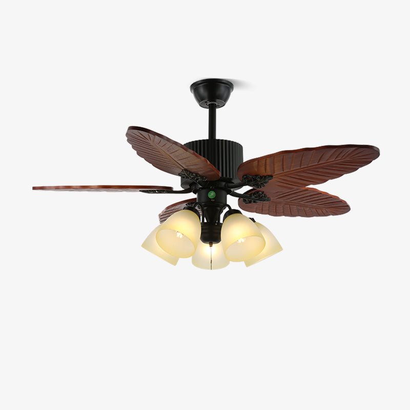 Syleelle ventilador de techo con luz de madera tropical y vidrio