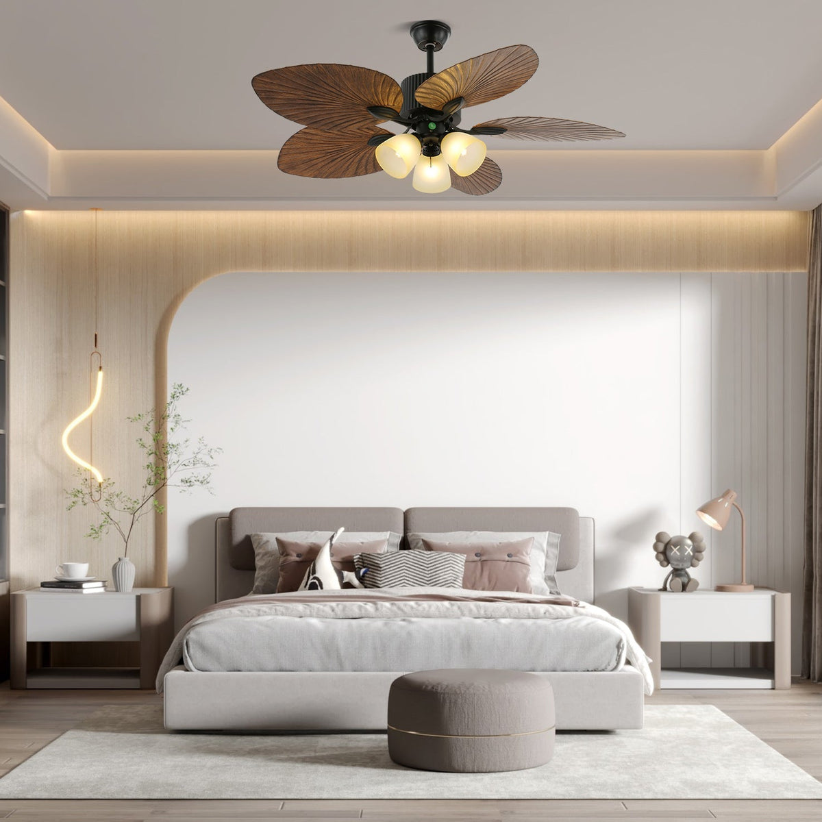 Virel ventilador de techo con luz de madera tropical