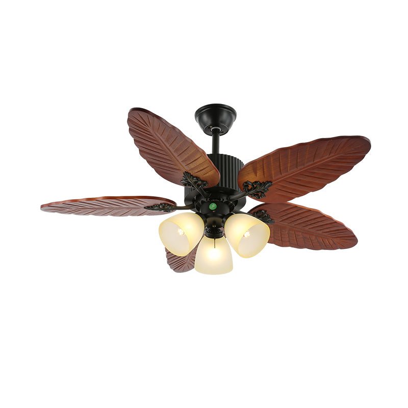Syleelle ventilador de techo con luz de madera tropical y vidrio