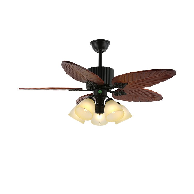 Syleelle ventilador de techo con luz de madera tropical y vidrio