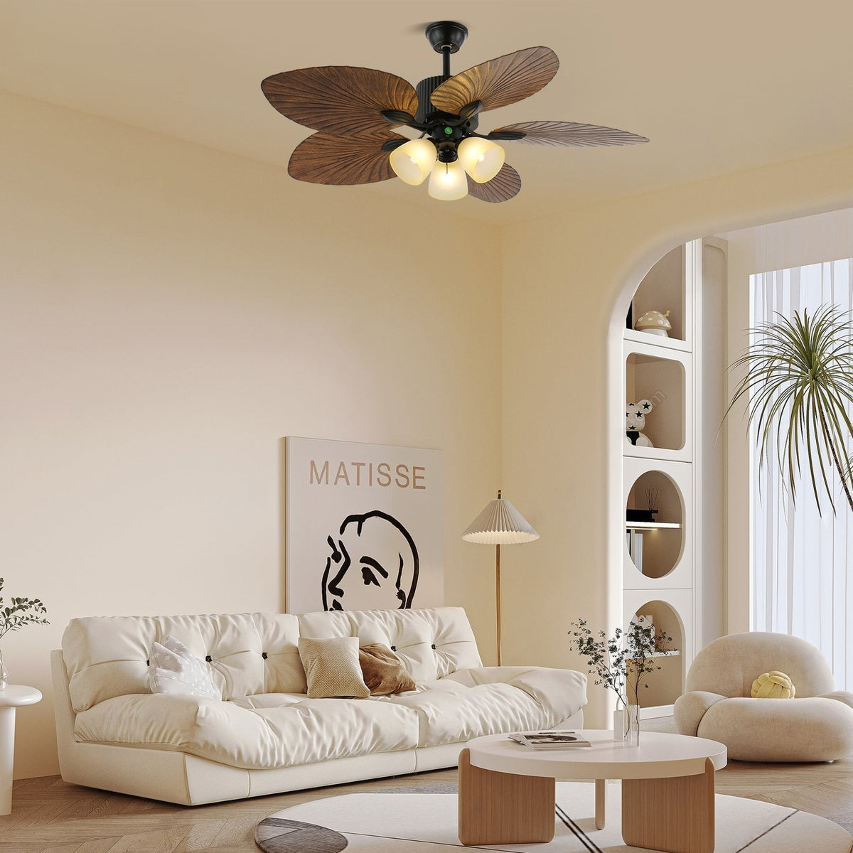 Virel ventilador de techo con luz de madera tropical
