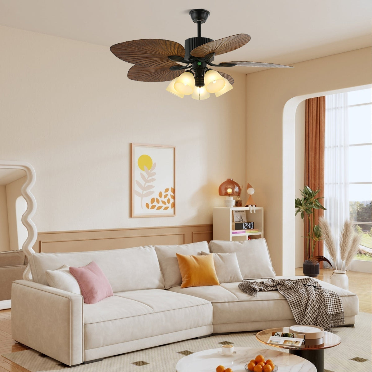 Virel ventilador de techo con luz de madera tropical