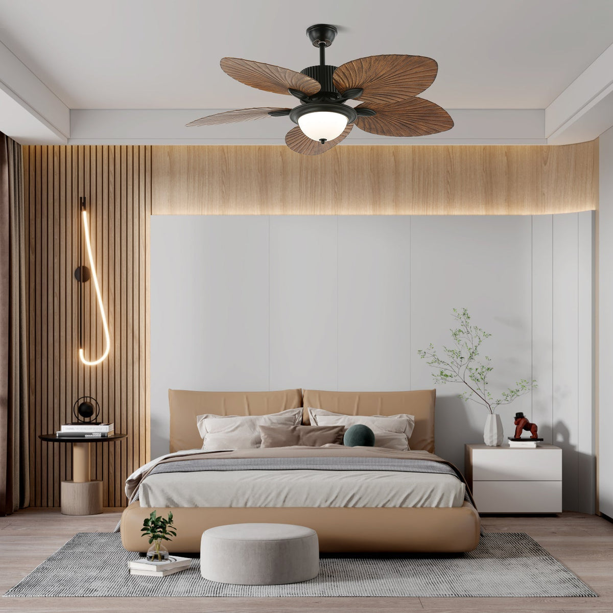 Virel ventilador de techo con luz de madera tropical