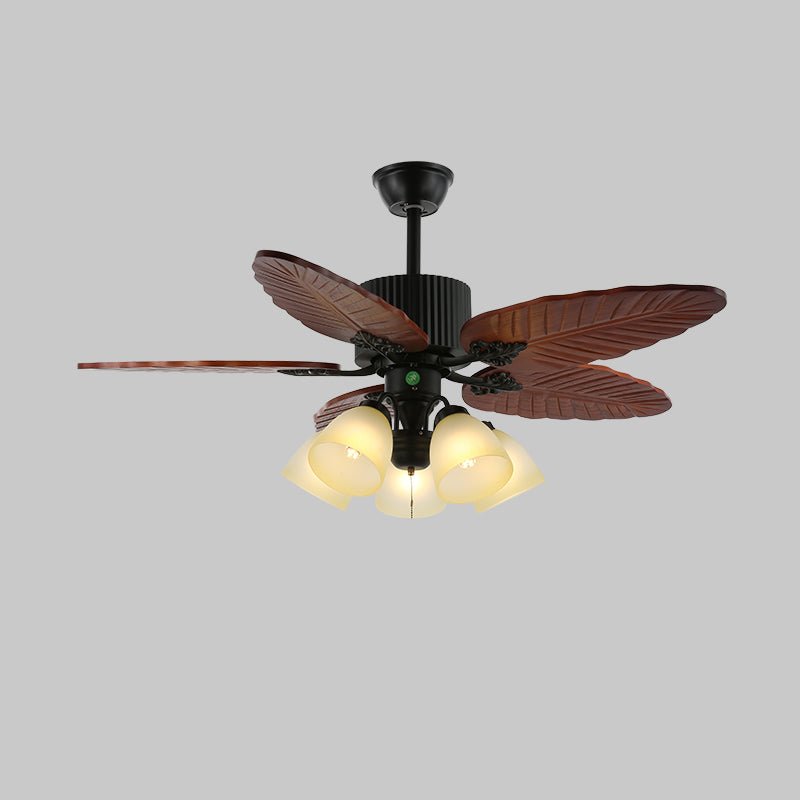 Syleelle ventilador de techo con luz de madera tropical y vidrio