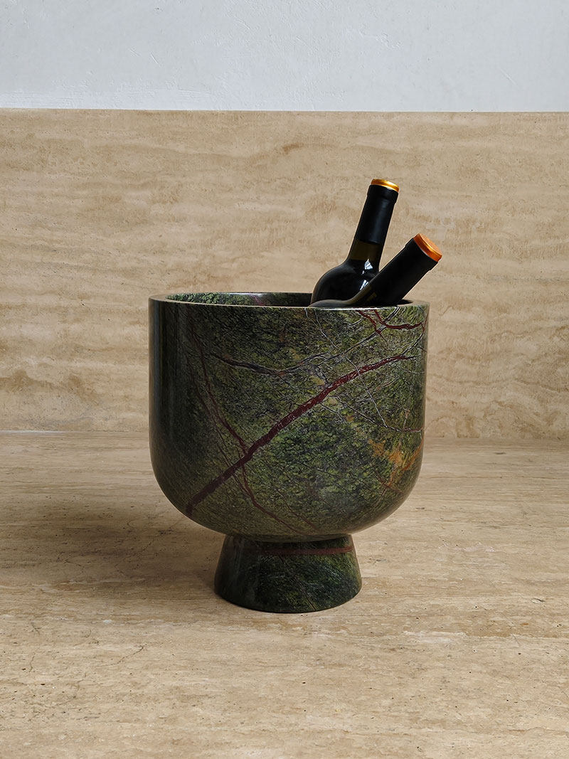Flima elegante de mármol verde escultórico decorativo para interior