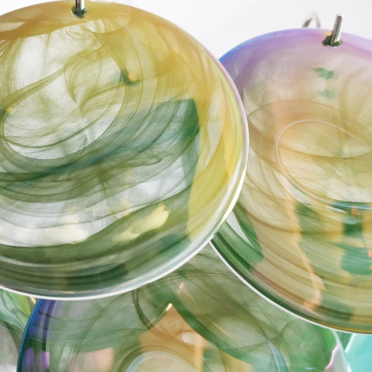Lioraline lámpara de araña verde vidrio Murano Disc Contemporáneo