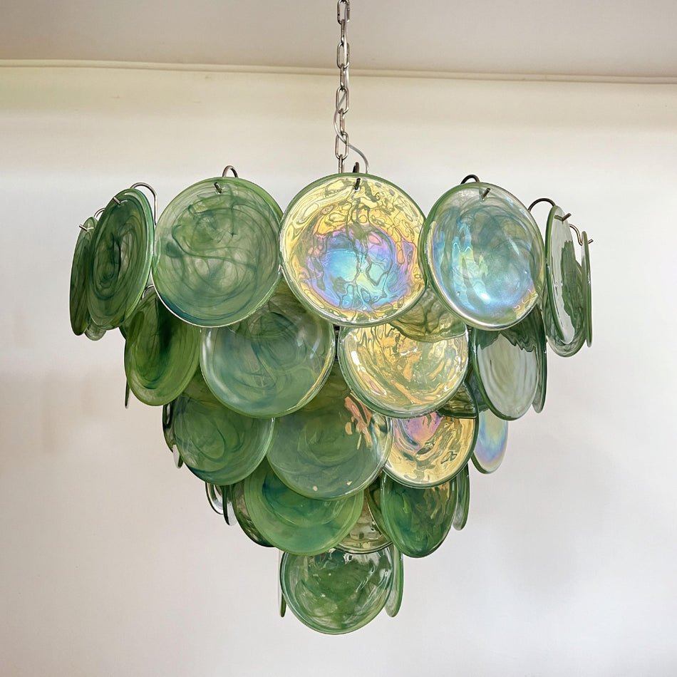 Lioraline lámpara de araña verde vidrio Murano Disc Contemporáneo