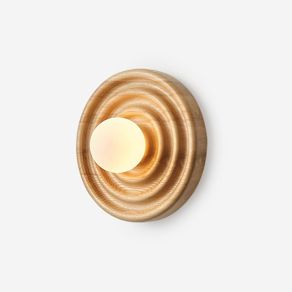 Aldinise aplique de pared efecto ondulado con cuerpo de madera de haya y cúpula de vidrio esfera