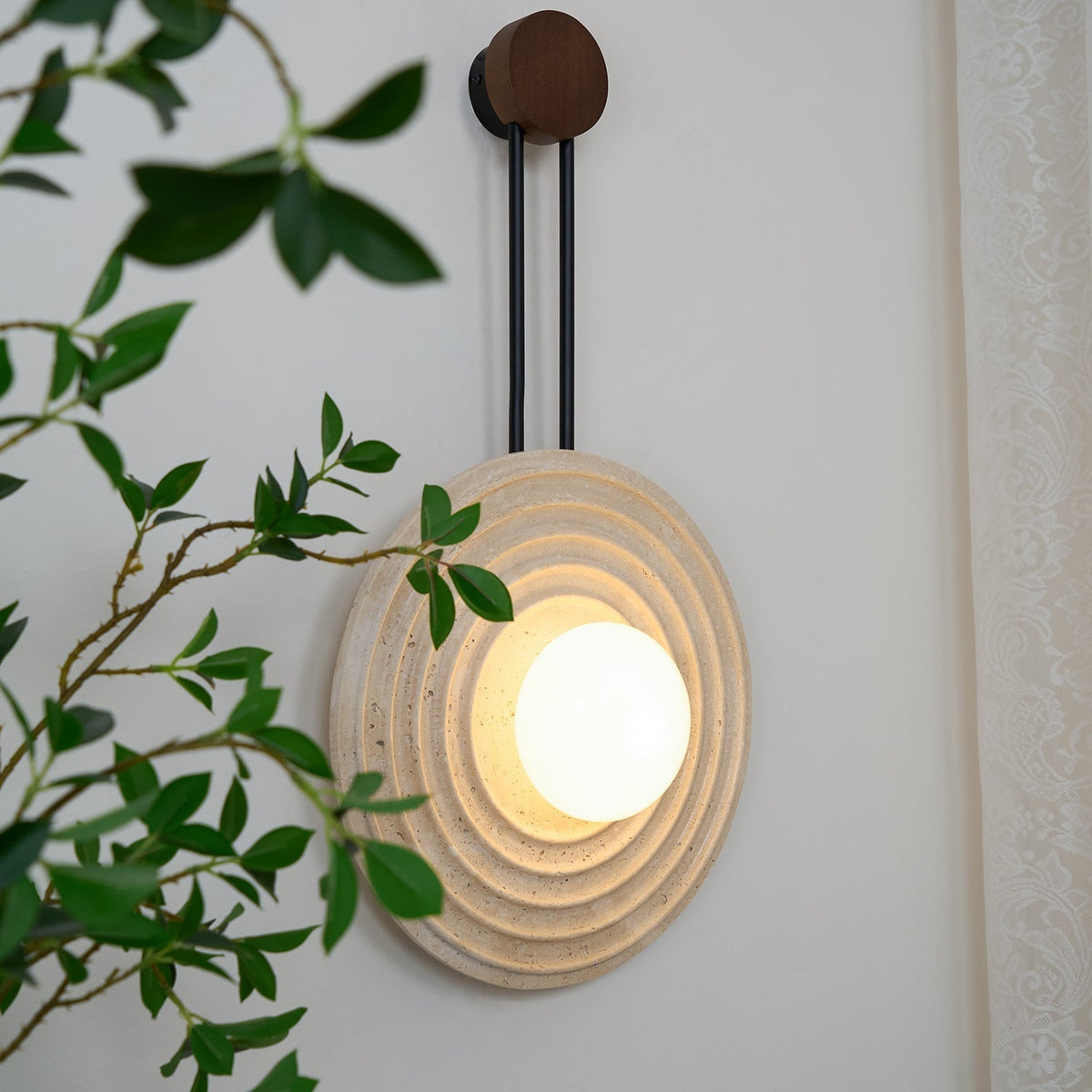Isoror aplique de pared con anillo en espiral de travertino