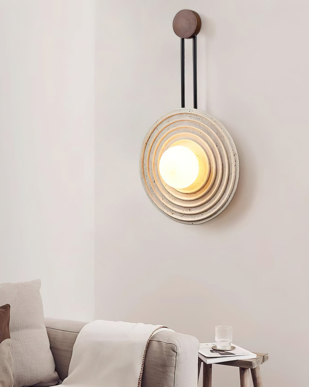 Isoror aplique de pared con anillo en espiral de travertino