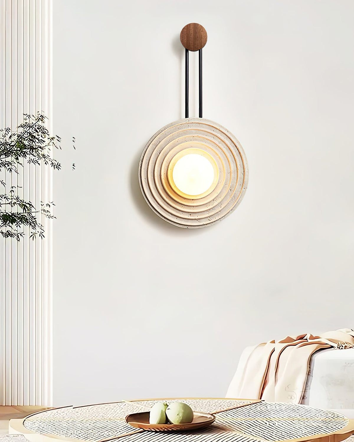 Isoror aplique de pared con anillo en espiral de travertino