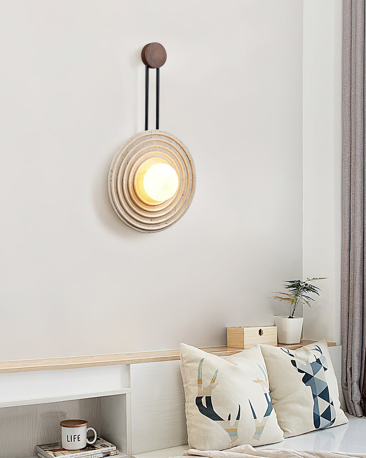 Isoror aplique de pared con anillo en espiral de travertino