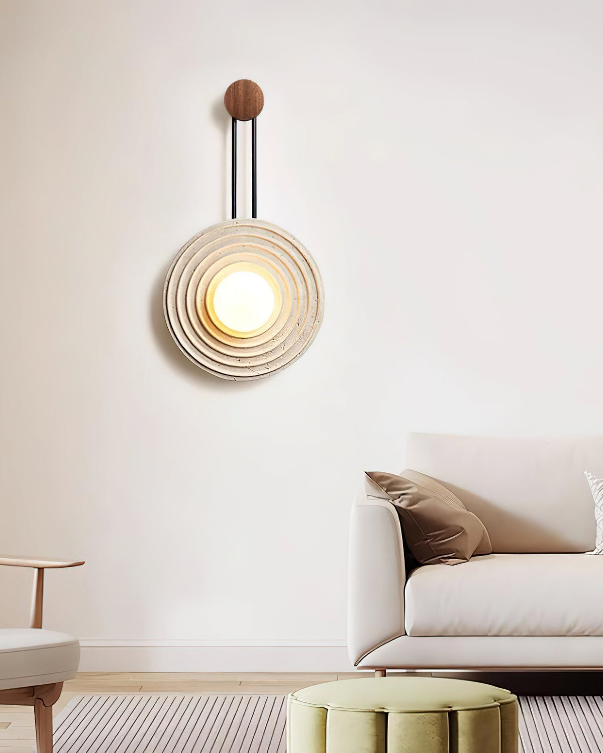 Isoror aplique de pared con anillo en espiral de travertino
