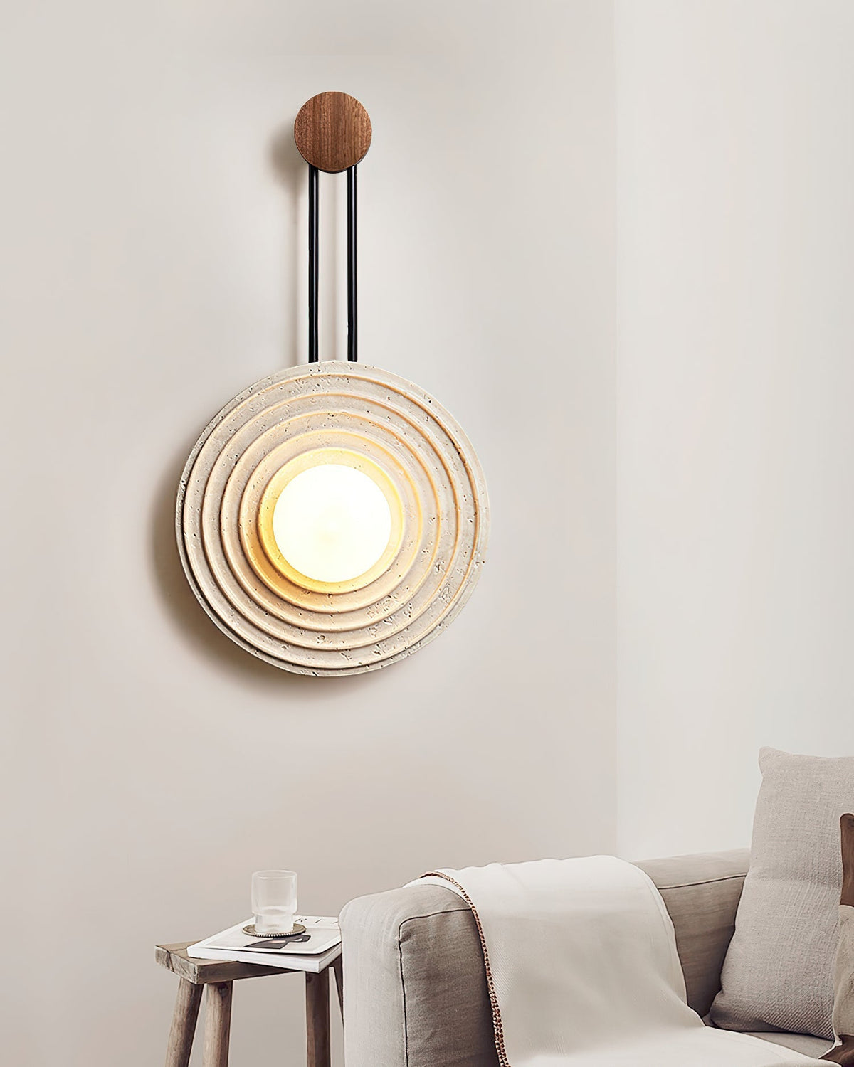 Isoror aplique de pared con anillo en espiral de travertino