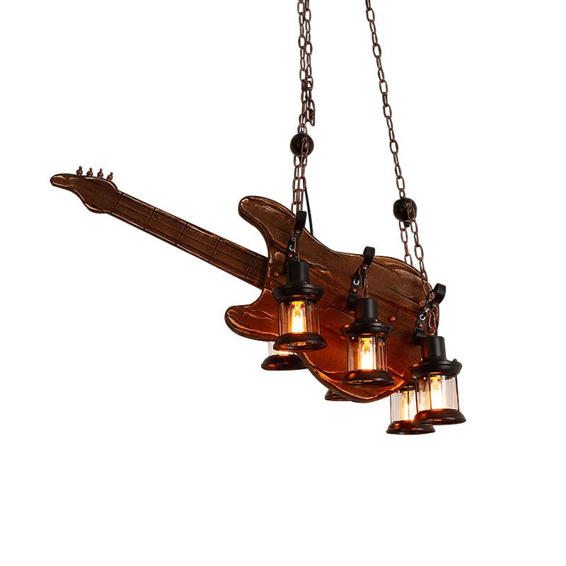 Elvisette lámpara colgante guitarra madera rústica vintage
