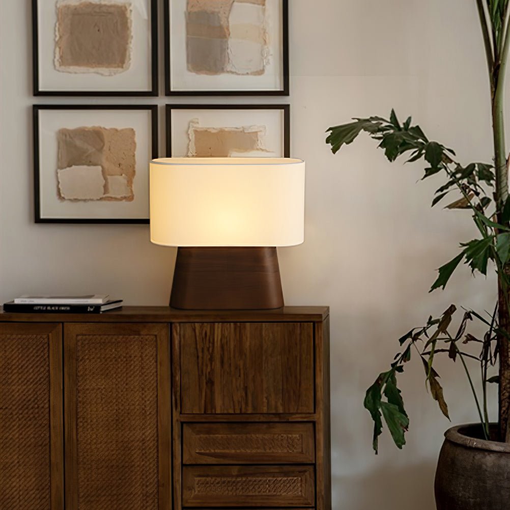 Grashen lámpara de mesa de madera y tejido