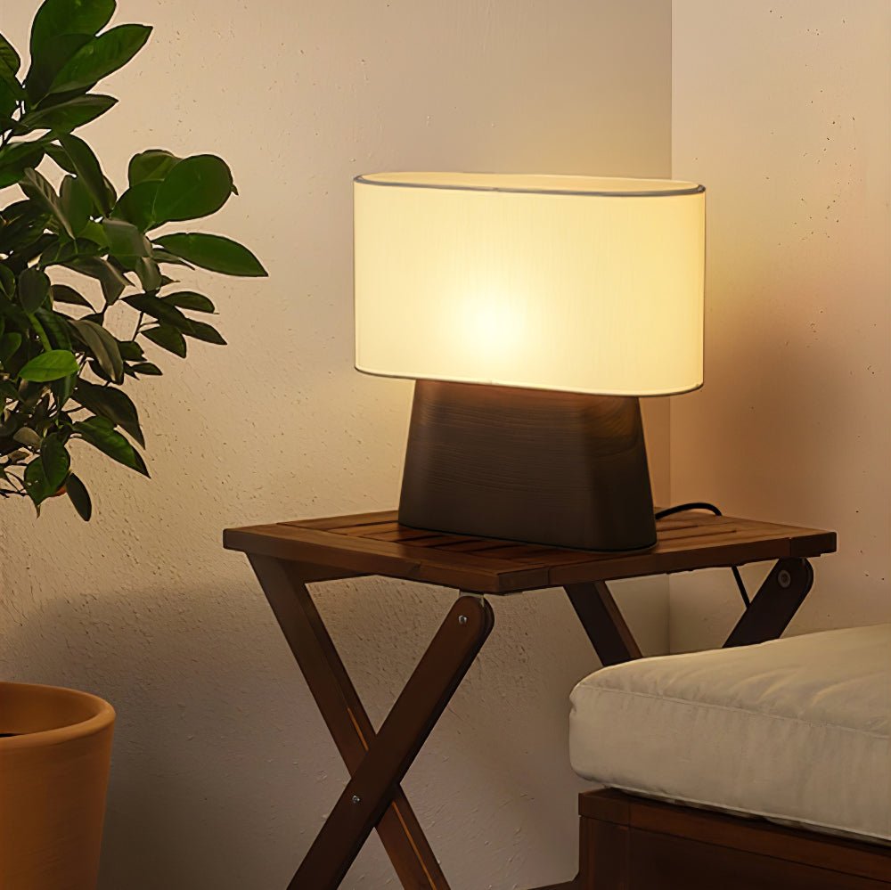Grashen lámpara de mesa de madera y tejido