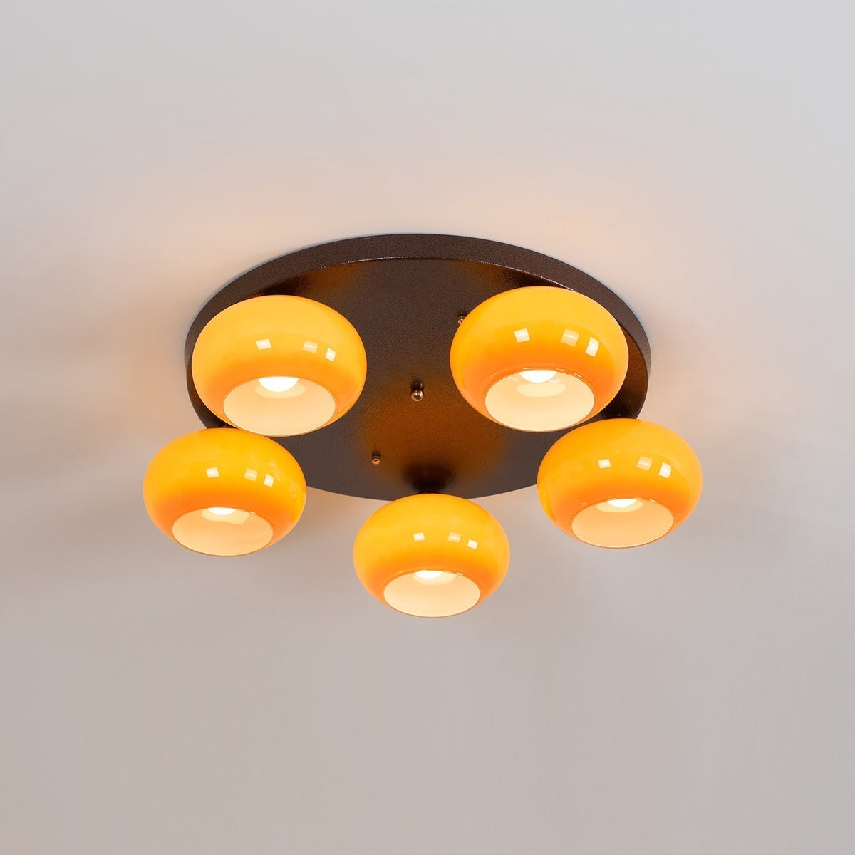 Luno plafón 5-Light vidrio ámbar