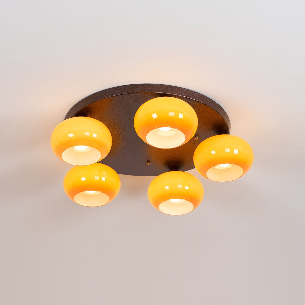 Luno plafón 5-Light vidrio ámbar