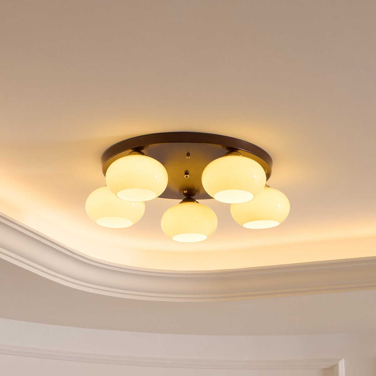 Luno plafón 5-Light vidrio ámbar