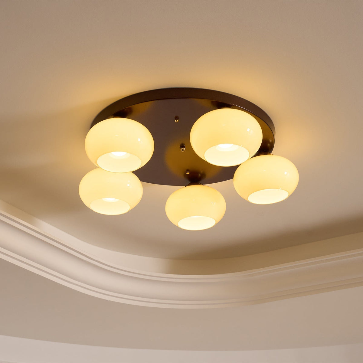 Luno plafón 5-Light vidrio ámbar