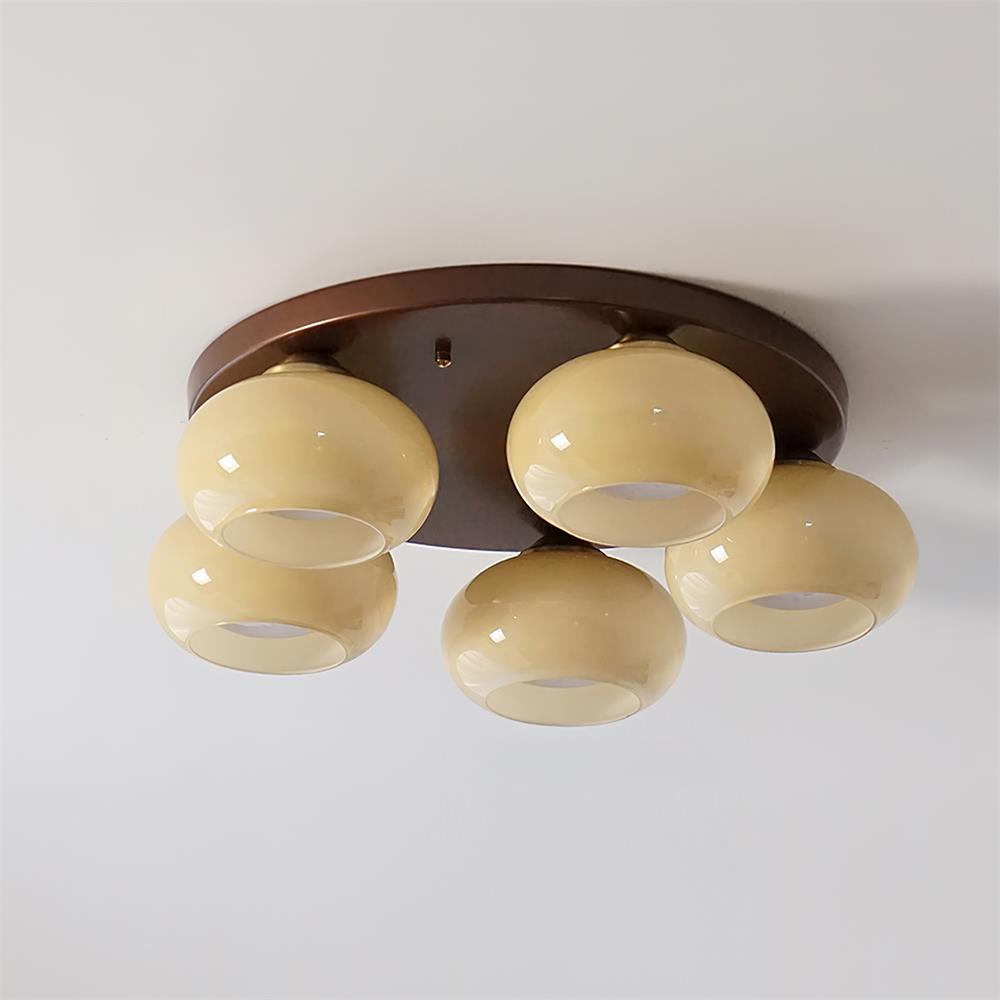 Luno plafón 5-Light vidrio ámbar