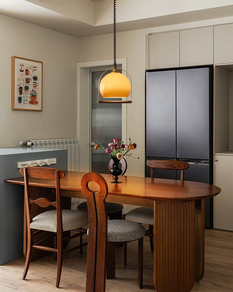 Halcyon lámpara colgante moderna minimalista de madera con arco