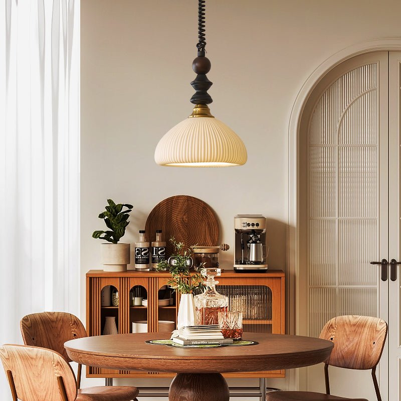 Halcyon lámpara colgante moderna minimalista de madera con arco