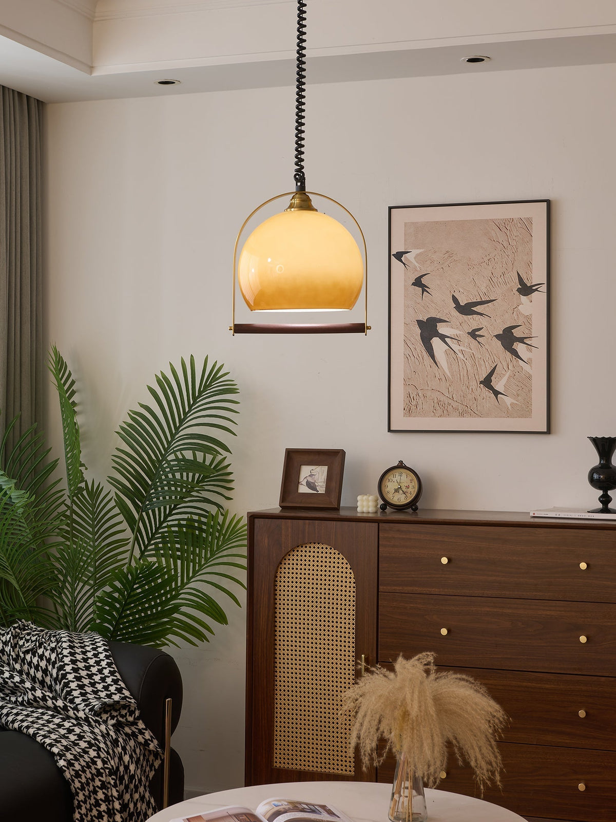 Halcyon lámpara colgante moderna minimalista de madera con arco