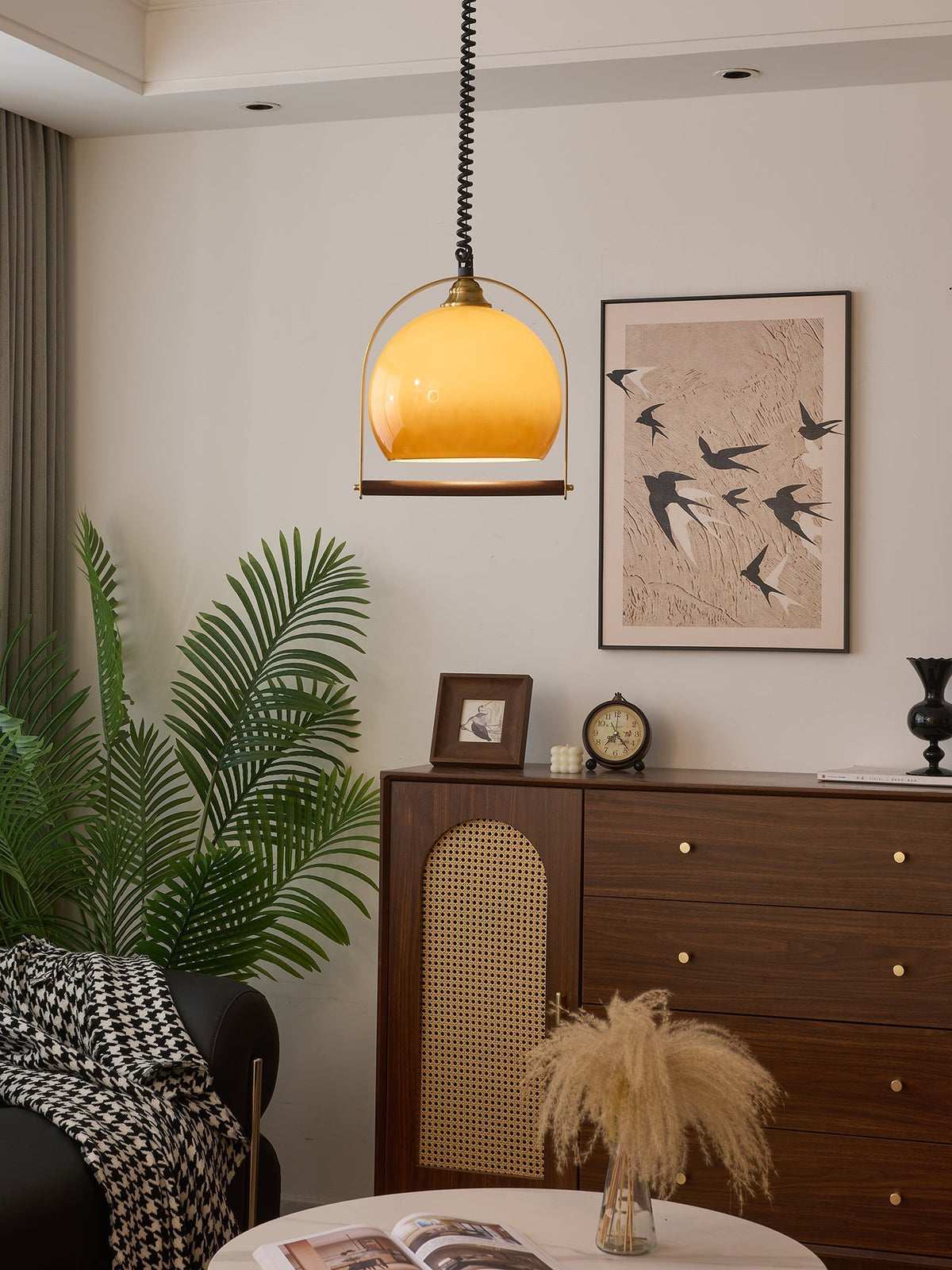 Halcyon lámpara colgante moderna minimalista de madera con arco
