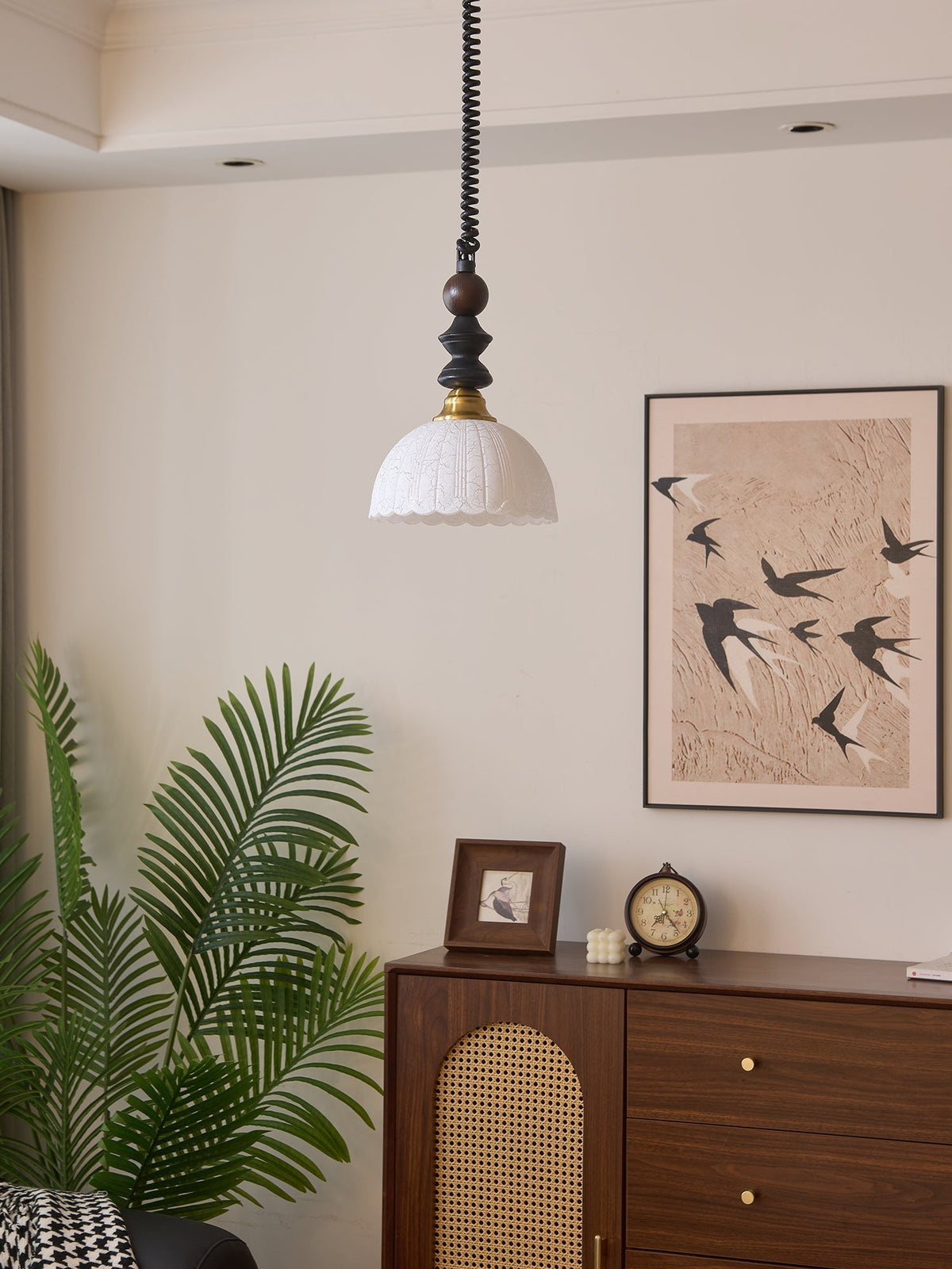 Halcyon lámpara colgante moderna minimalista de madera con arco