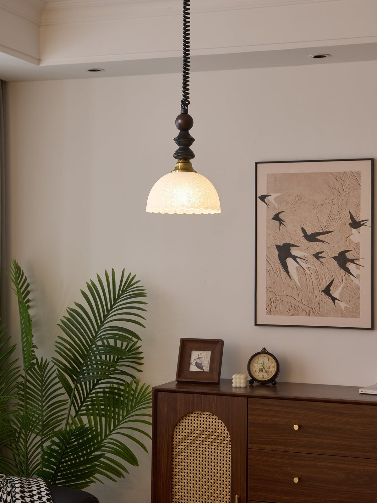 Halcyon lámpara colgante moderna minimalista de madera con arco